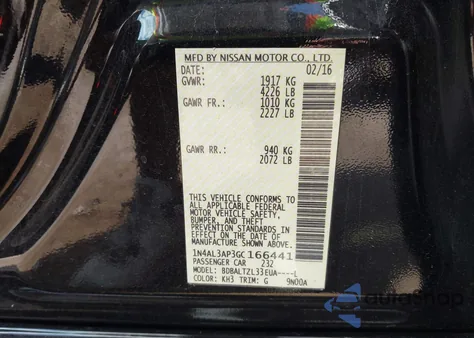 2016 Nissan Altima 2.5 Sl z USA, uszkodzony, nr VIN 1N4AL3AP3GC166441